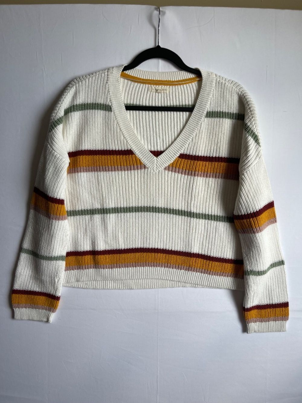 LA Hearts PacSun Striped V-Neck Cotton Cropped Sweater M